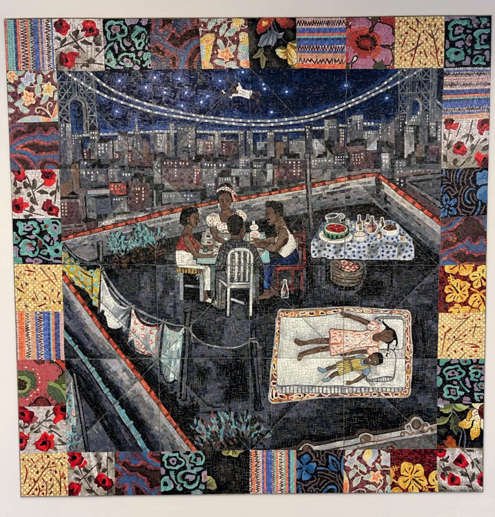 Faith Ringgold, "Tar Beach" mosaic fabricated by Miotto Mosaics.