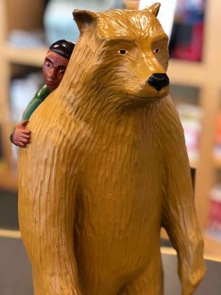 Tom Nussbaum, "Bear with Boy" sculpture